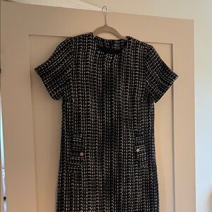 Lost + Wander Black & White Tweed Mini Shift Dress